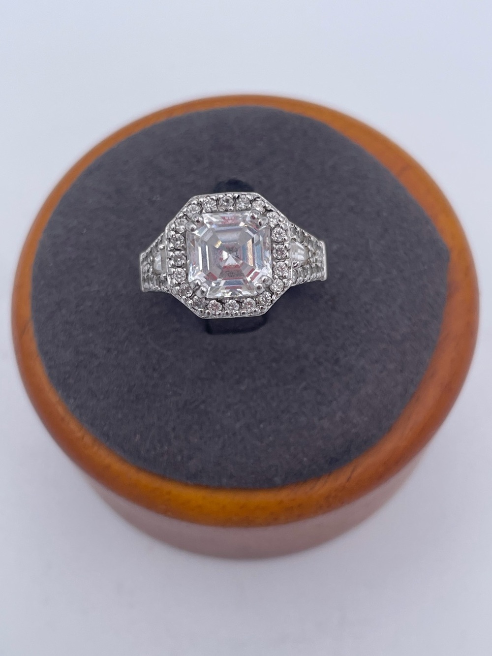 Epiphany Sterling Silver 925 Asscher Cut CZ Halo Ring | Statement Cocktail Size7 - Picture 7 of 7